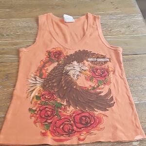 Harley-Davidson Vivid Orange Eagle and Rose Tank Top